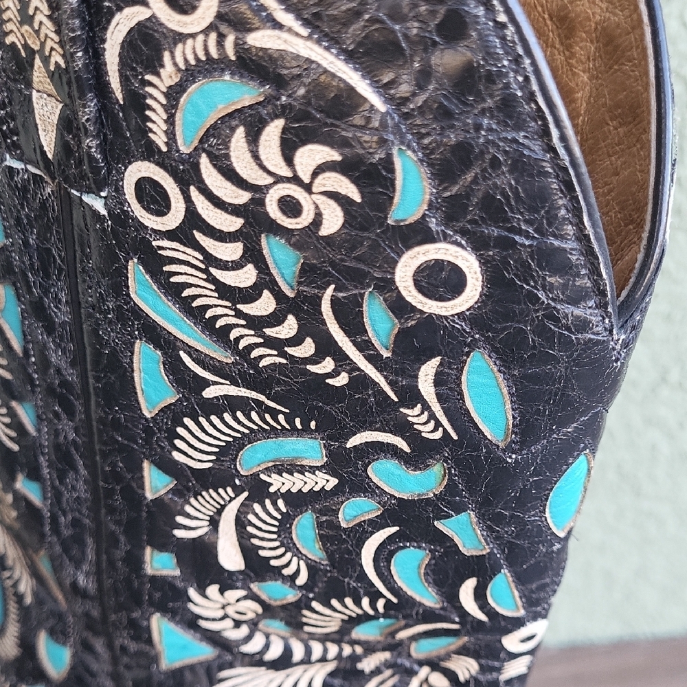 Shyanne Black and Blue Embroidered Western Boots - Picture 4 of 8